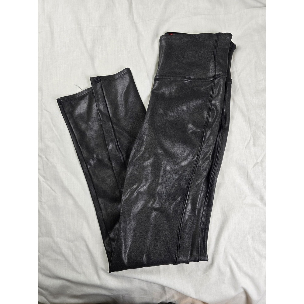 Spanx Leggings Womens Small‎ Black Faux Leather High Rise Shaping Slimming Pants